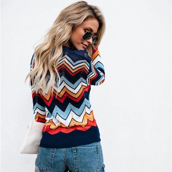 Colorful Chevron Sweater - Picture 5 of 7